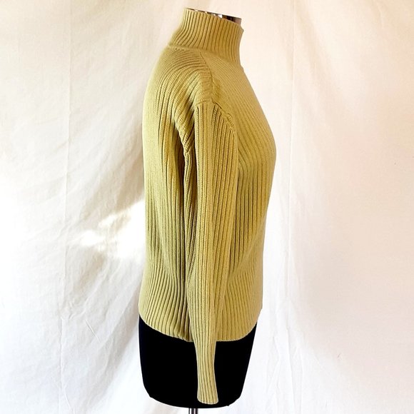 J Jill Subdued Lime Green 100% Cotton Knit Sweater - Picture 5 of 8